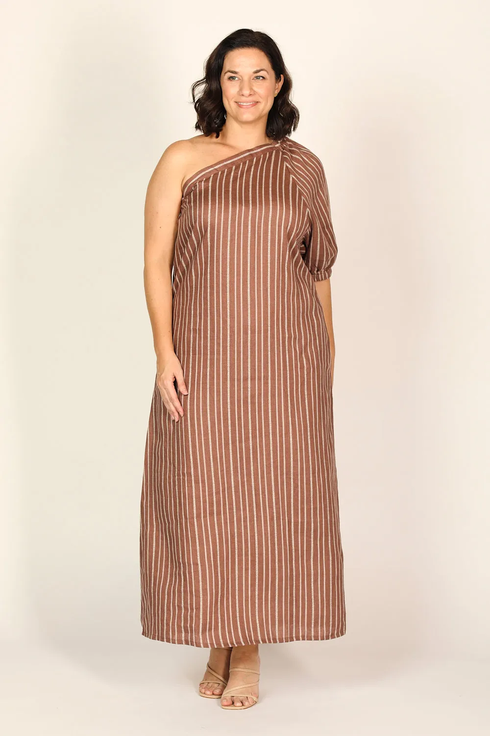 Emma One Shoulder Dress in Nutmeg Adrift