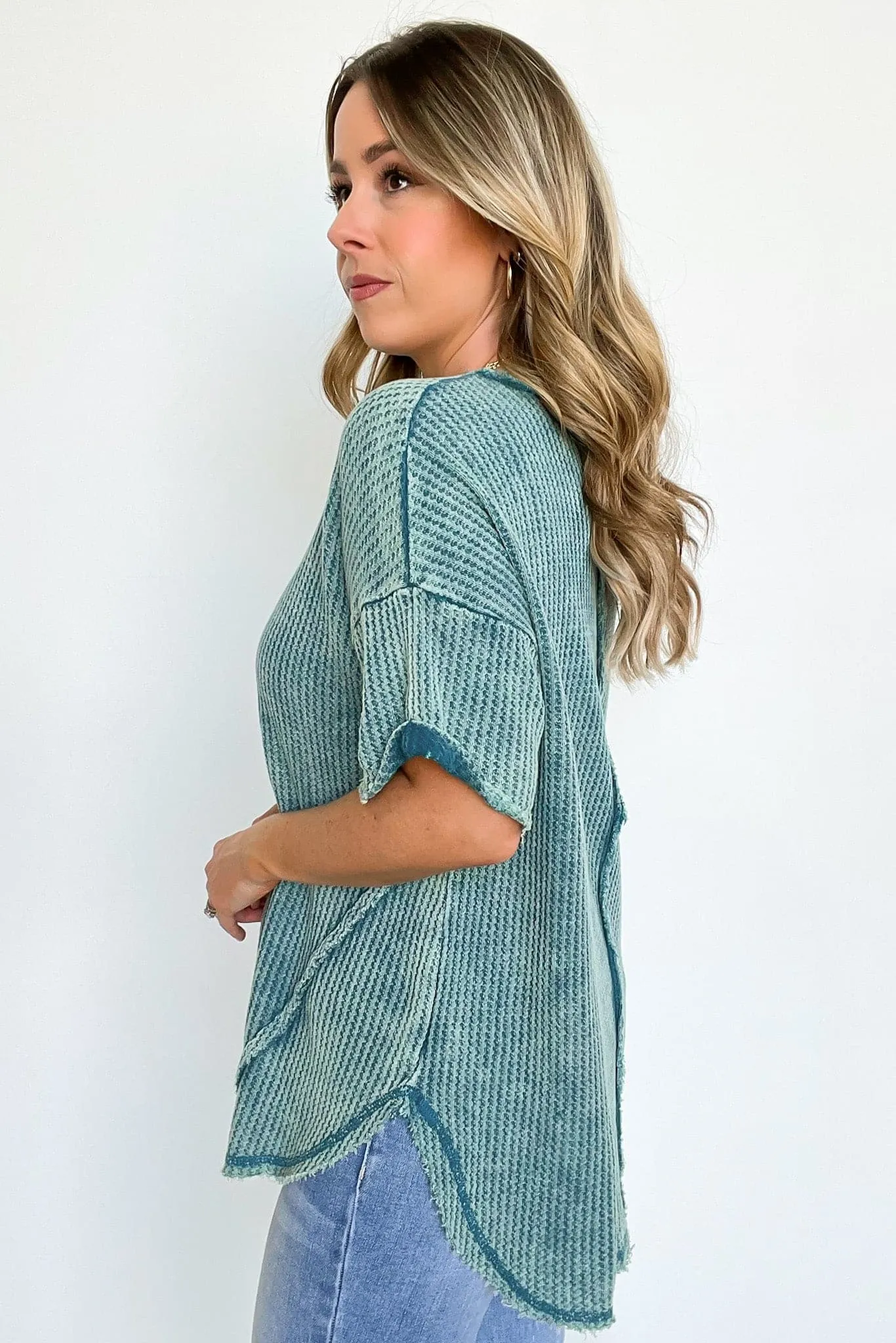 Eudorah Washed Waffle Knit Top - BACK IN STOCK