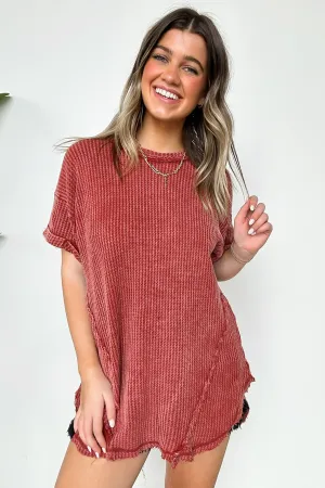 Eudorah Washed Waffle Knit Top - BACK IN STOCK