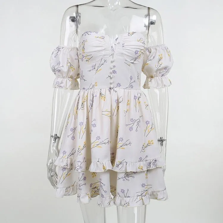FLORAL THEMED OFF SHOULDER MINI DRESS Gloria Lanvin