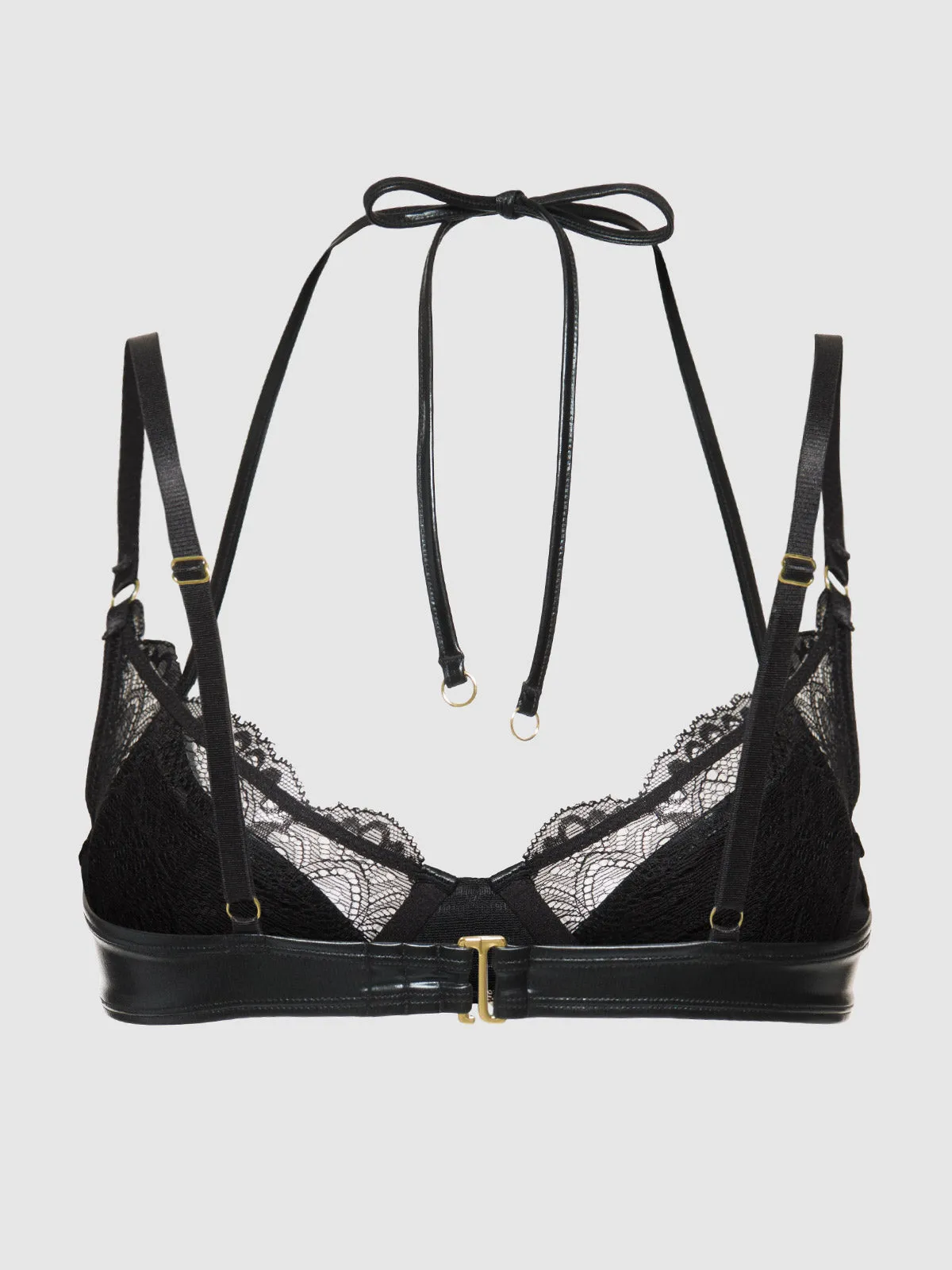 Frederick's Of Hollywood Onyx Leather & Lace Underwire Swim Top Juicy Couture