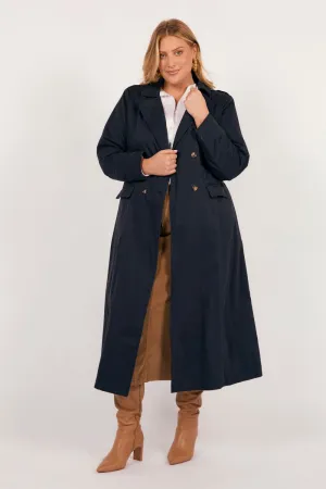 Hailey Trench Coat in Navy Adrift
