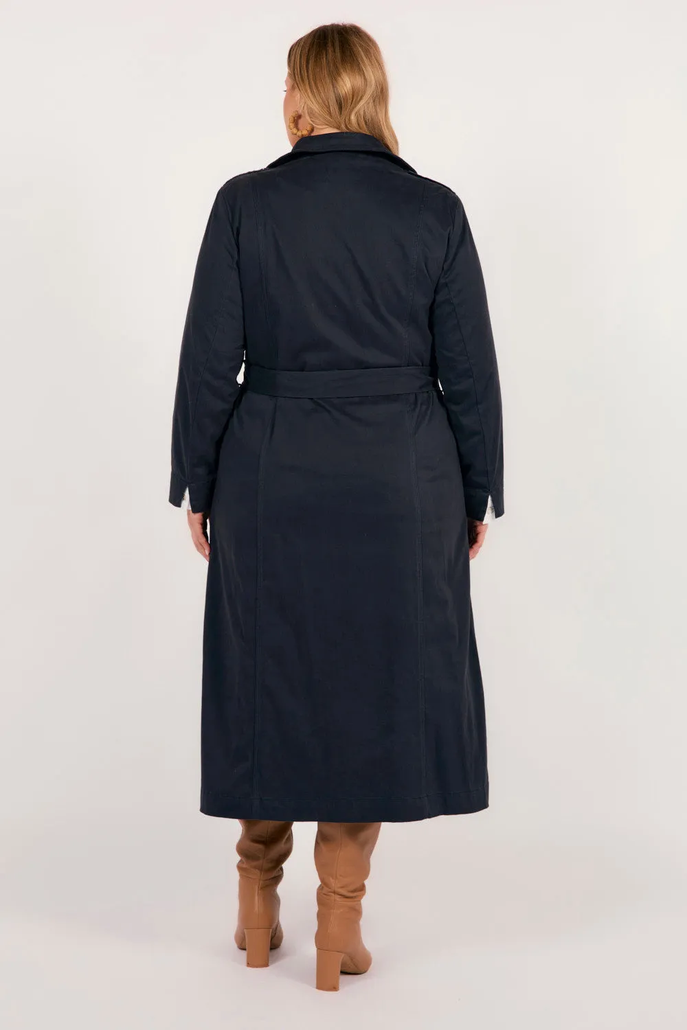 Hailey Trench Coat in Navy Adrift
