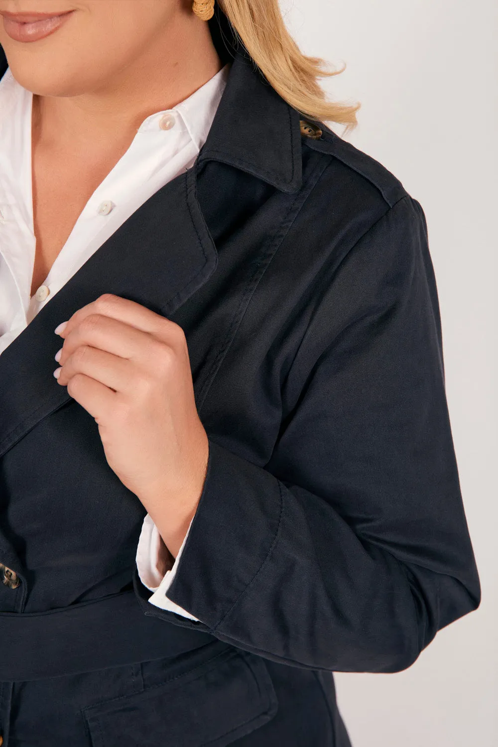Hailey Trench Coat in Navy Adrift
