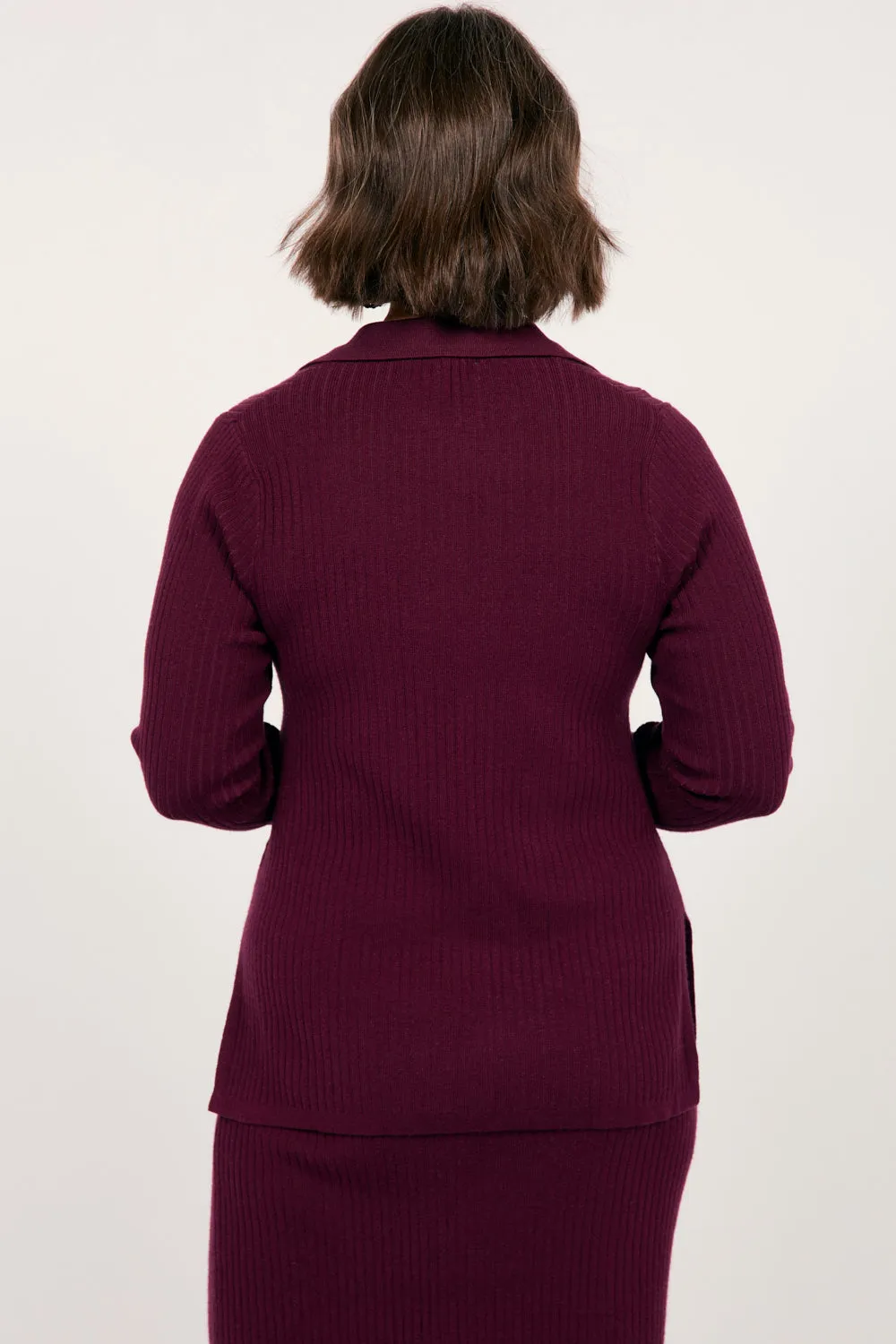 Knitted Cardigan in Plum Adrift