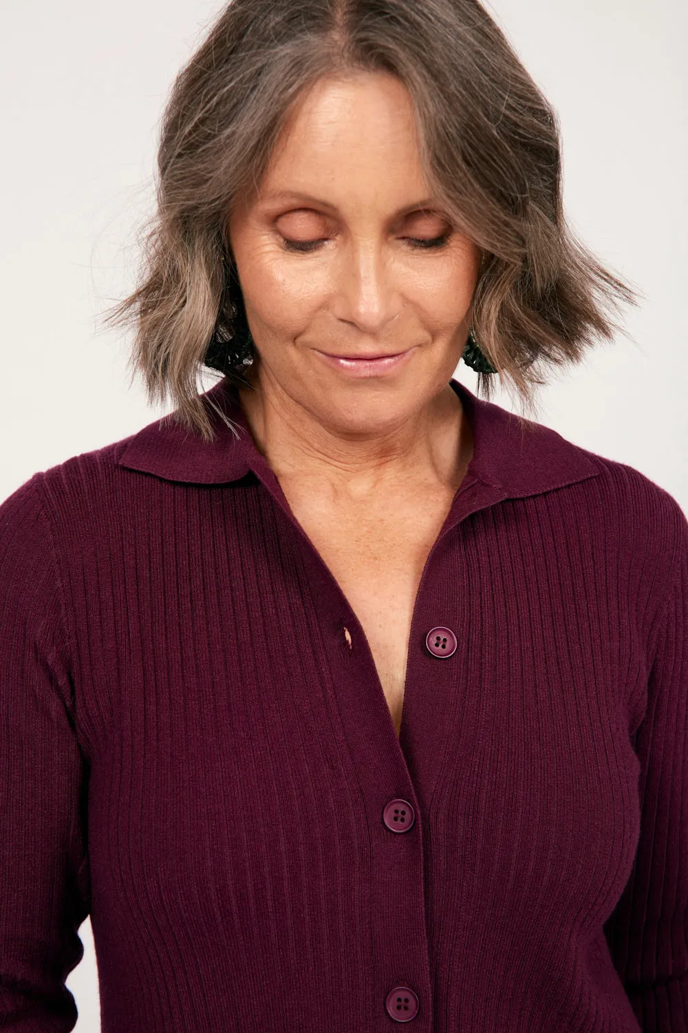 Knitted Cardigan in Plum Adrift