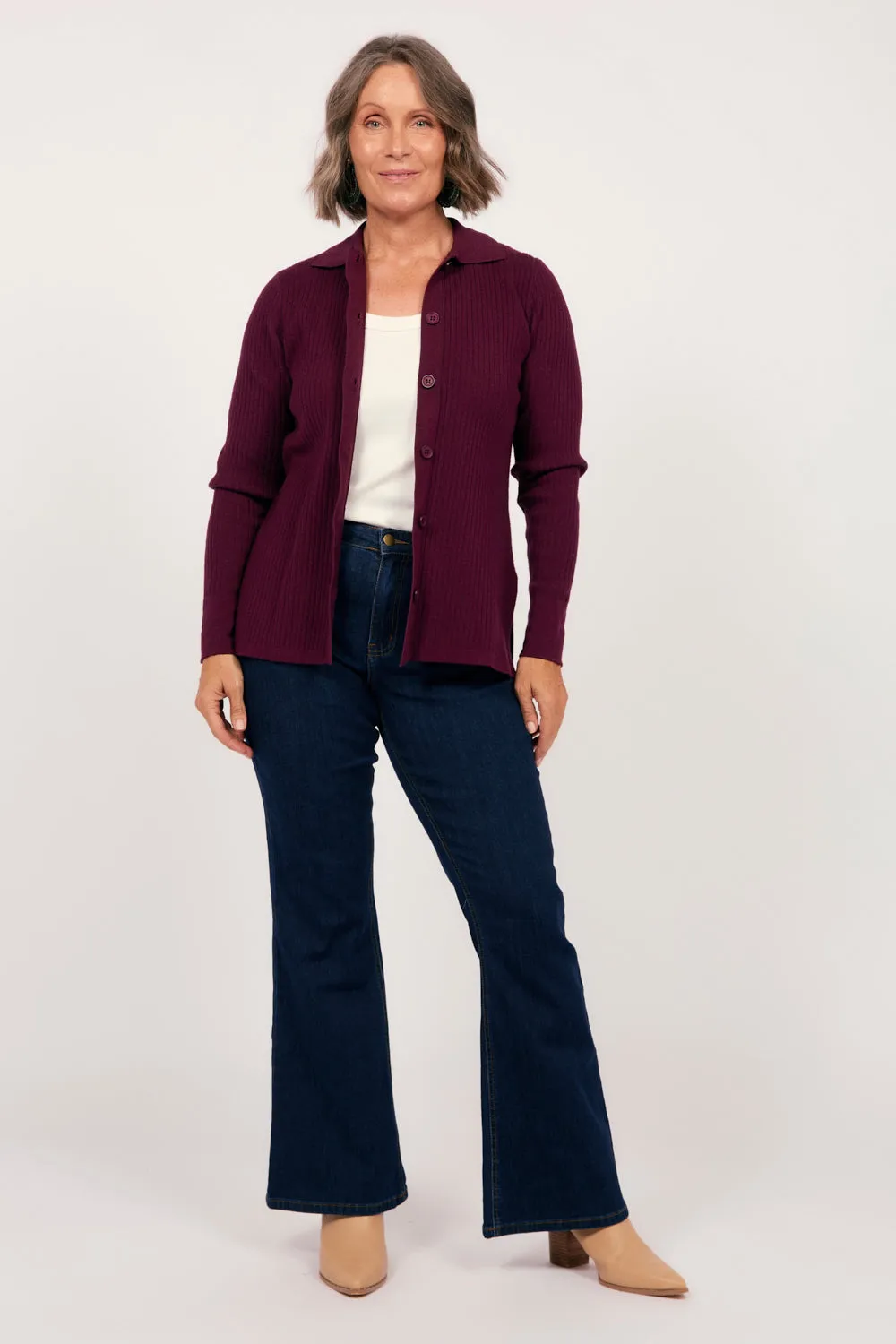 Knitted Cardigan in Plum Adrift