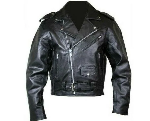 Leather jacket biker jacket rockabilly genuine buffallo leather nappa classic