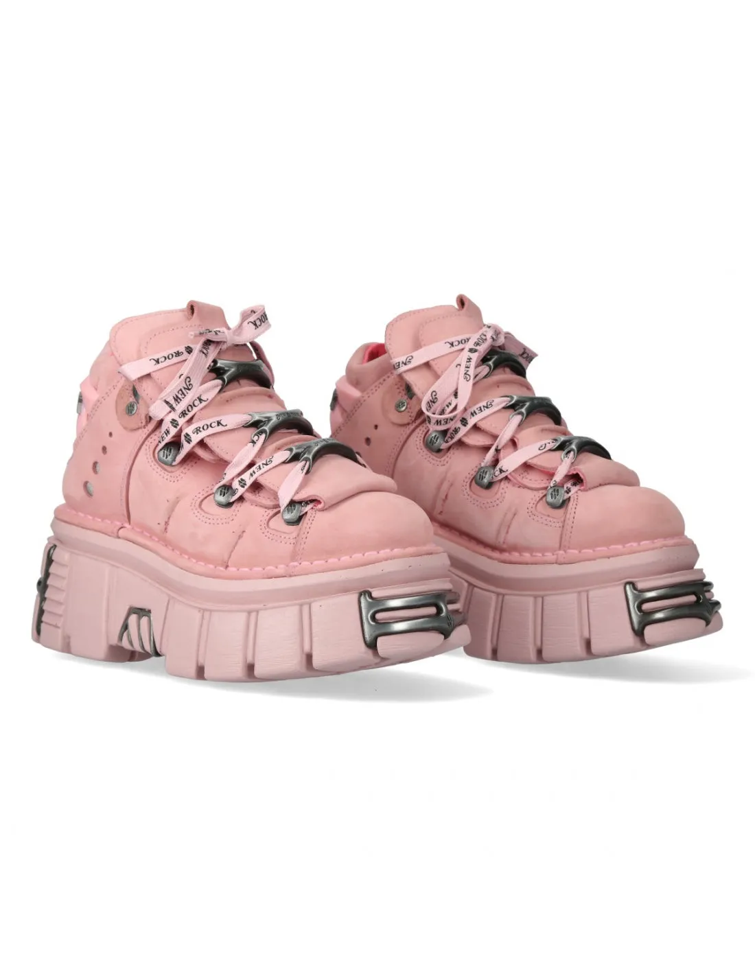 <tc>New Rock Plateau Ankle Boots Metallic M-106-C158 Pink Rosa</tc>