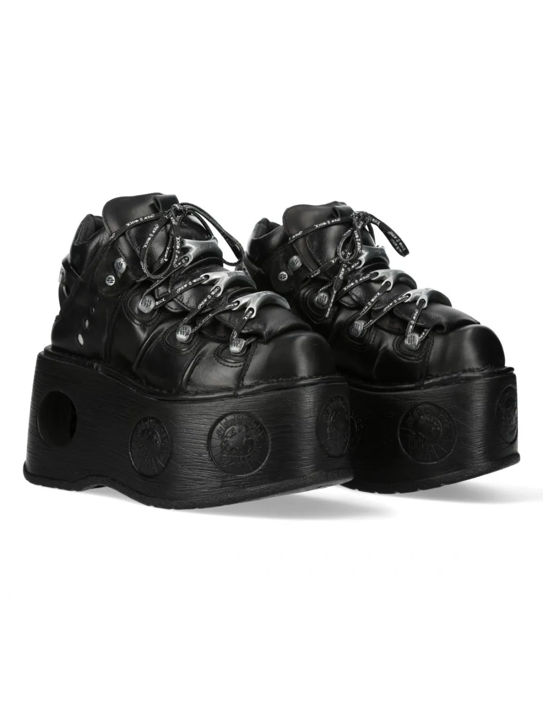 <tc>New Rock Plateau Ankle Boots Metallic M-106-C174 Black</tc>