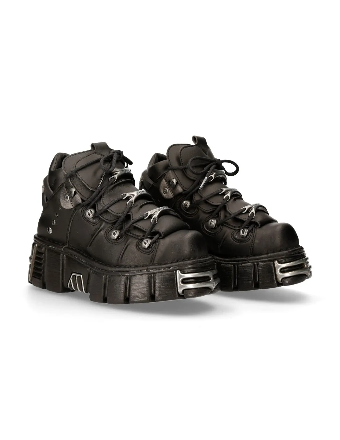 <tc>New Rock Plateau Ankle Boots Metallic M-106-VS1 VEGAN Black</tc>