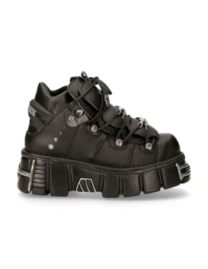 <tc>New Rock Plateau Ankle Boots Metallic M-106-VS1 VEGAN Black</tc>