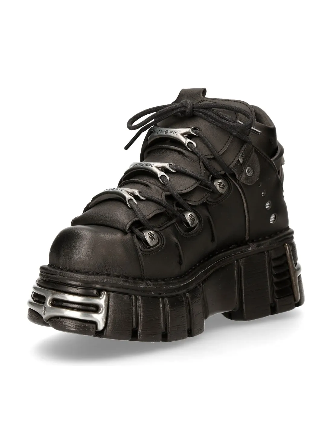 <tc>New Rock Plateau Ankle Boots Metallic M-106-VS1 VEGAN Black</tc>