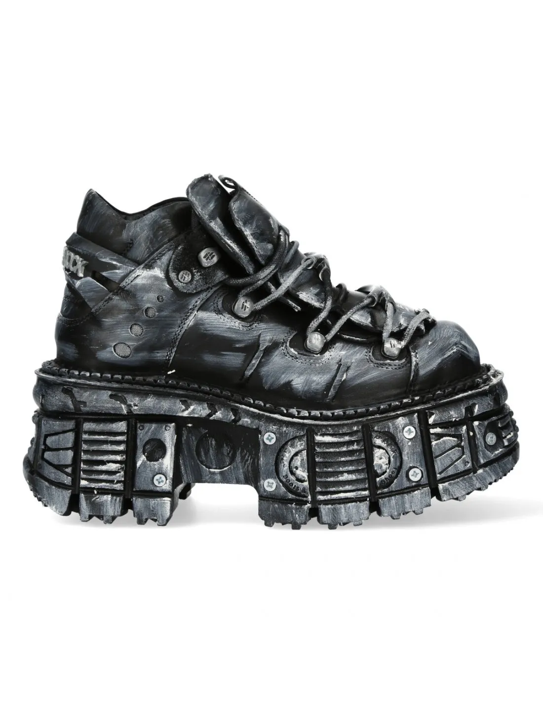 <tc>New Rock Plateau Ankle Boots Metallic M-TANK106T-C1 Black Grey</tc>