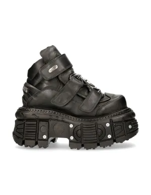<tc>New Rock Plateau Ankle Boots Metallic M-TANK106T-C1 Black Grey</tc>