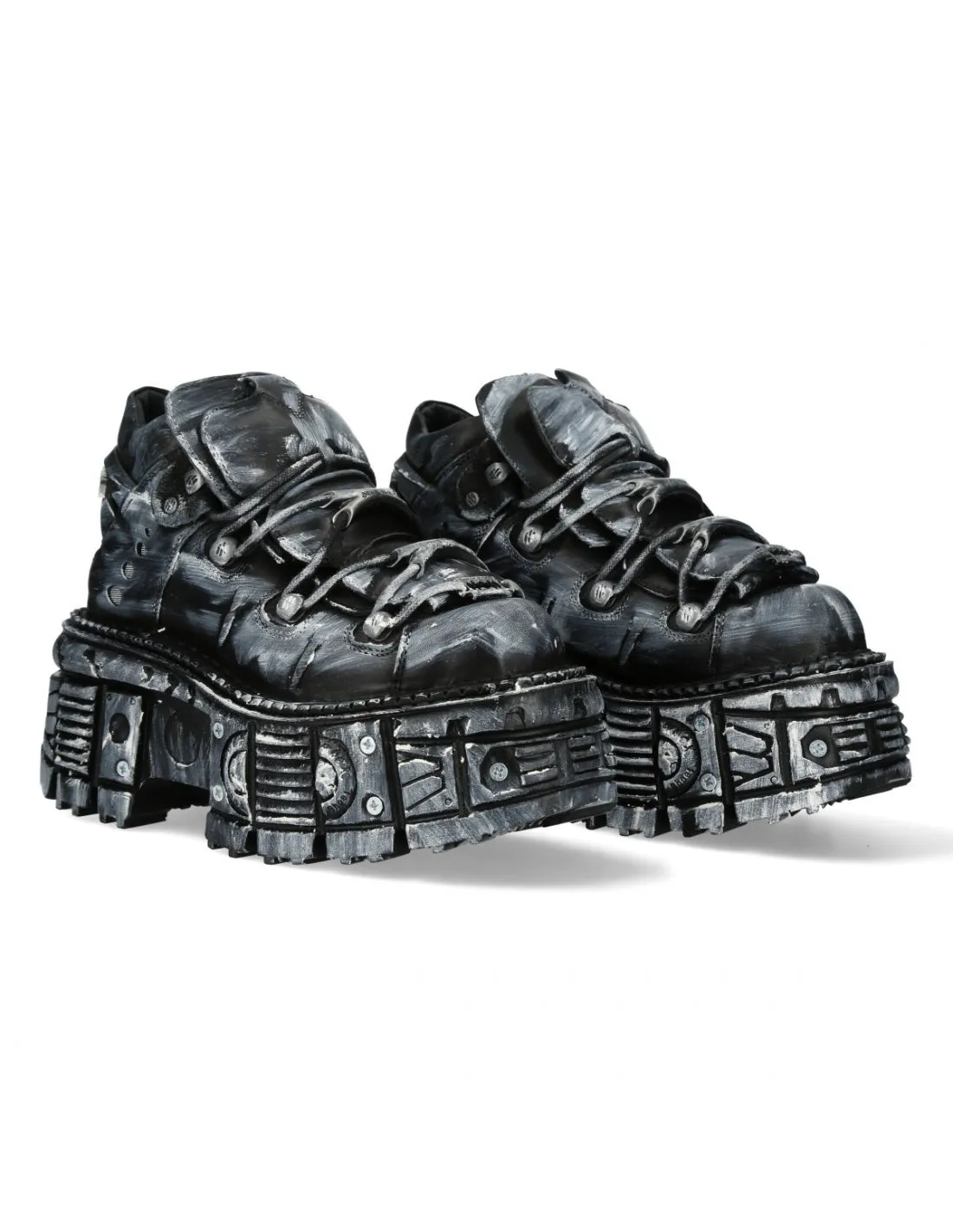 <tc>New Rock Plateau Ankle Boots Metallic M-TANK106T-C1 Black Grey</tc>
