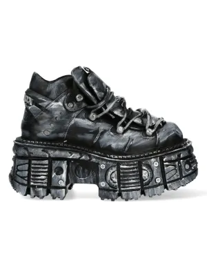 <tc>New Rock Plateau Ankle Boots Metallic M-TANK106T-C1 Black Grey</tc>