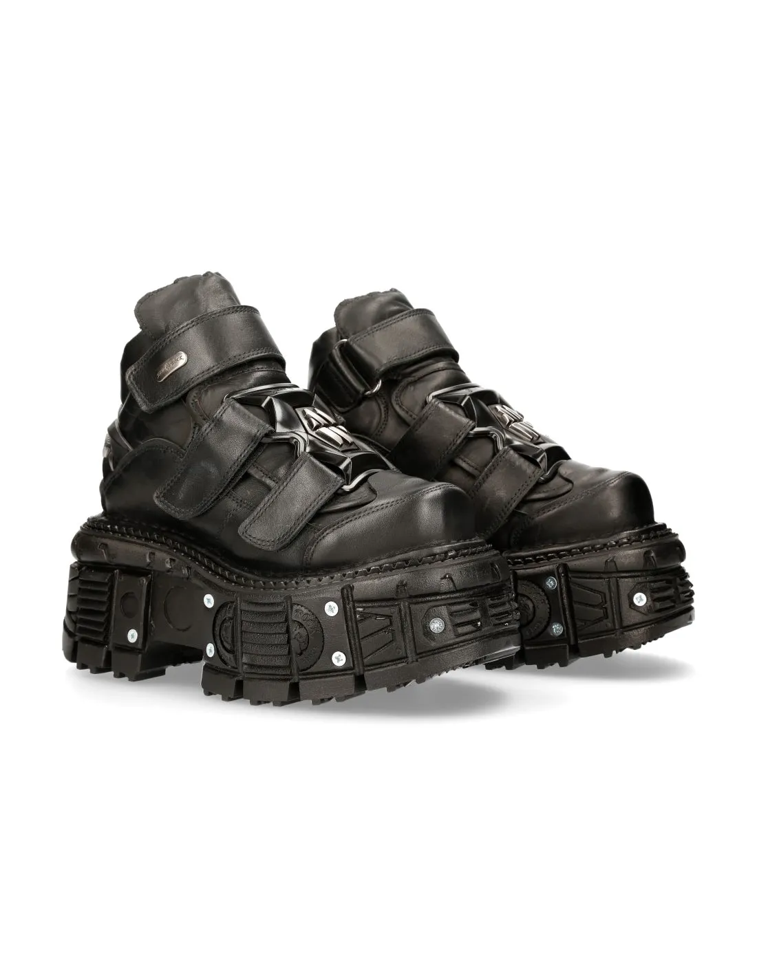 <tc>New Rock Plateau Ankle Boots Metallic M-TANK106T-C1 Black Grey</tc>