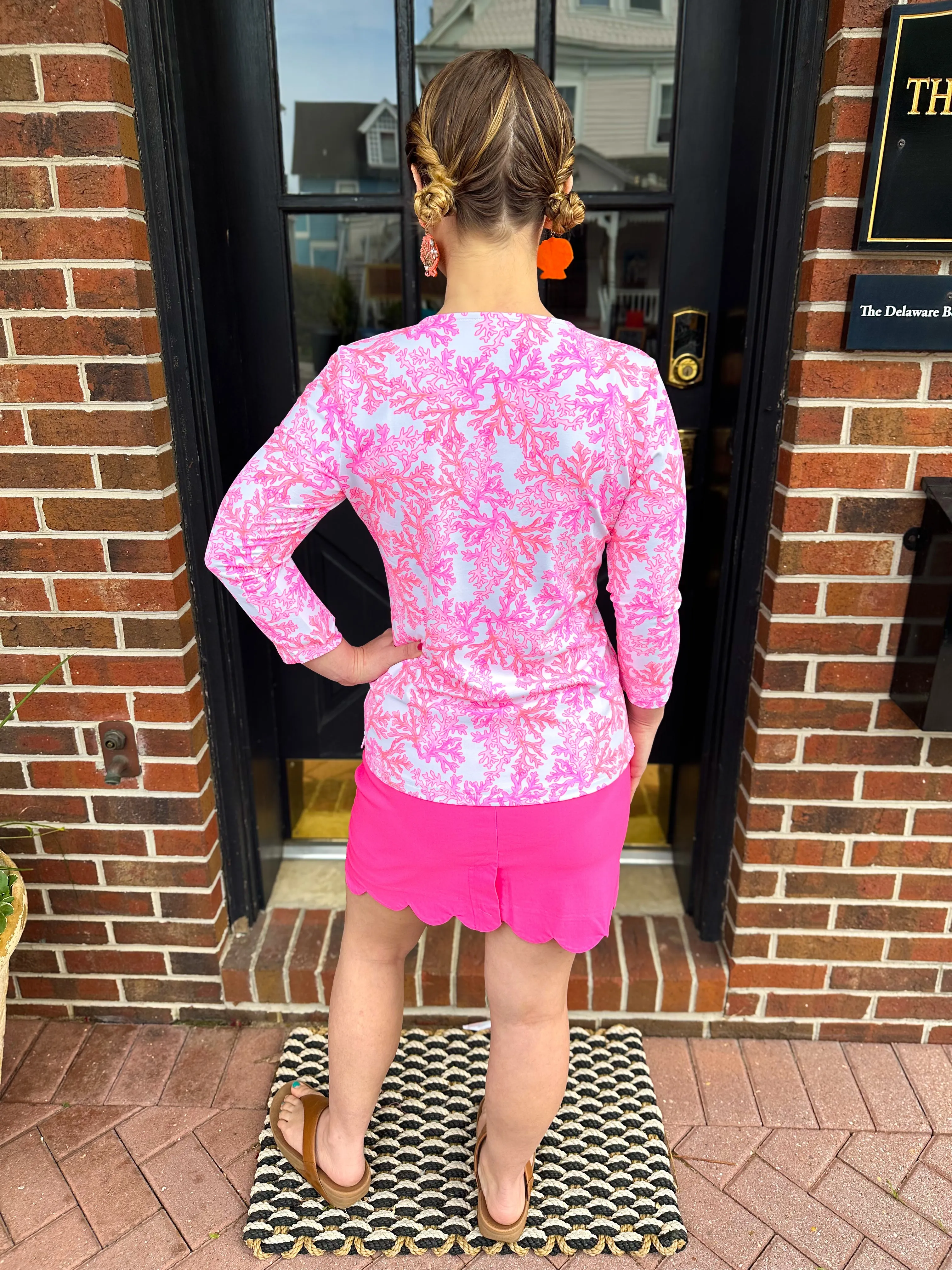 Lulu B Pink Coral V-Neck Top