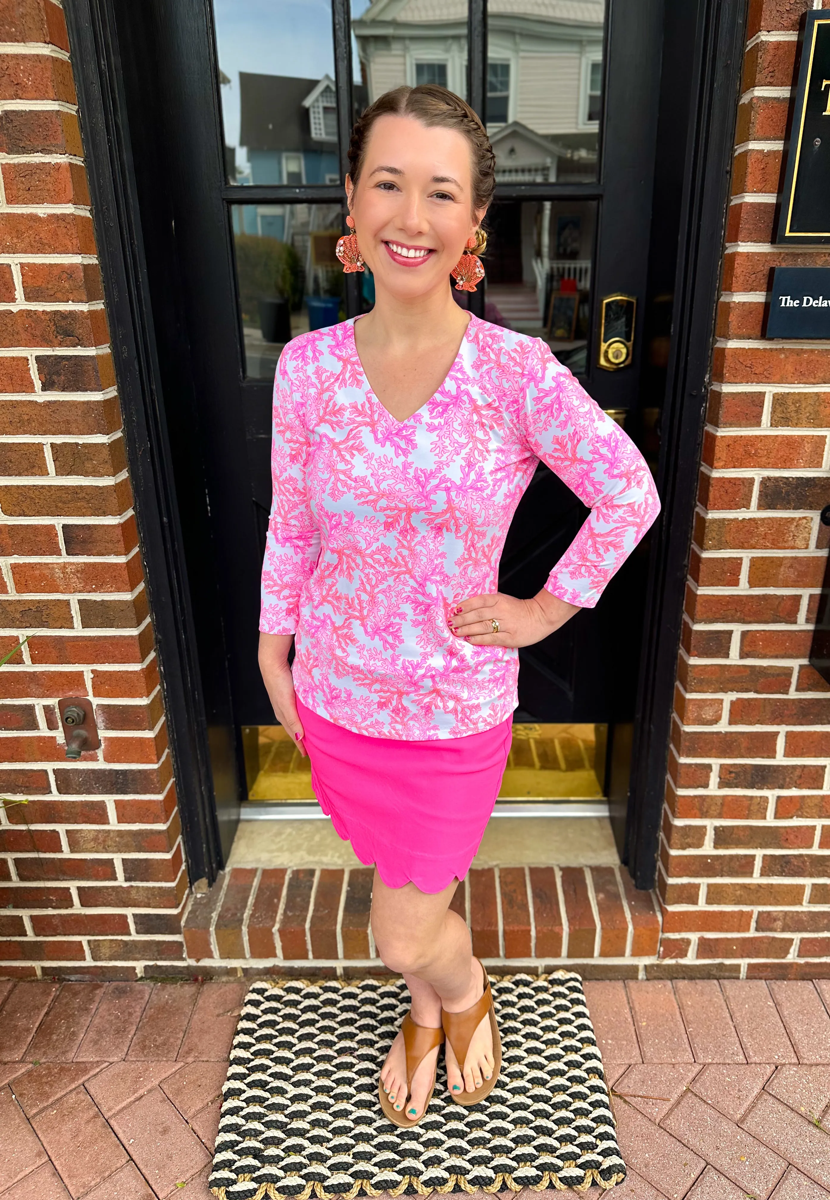 Lulu B Pink Coral V-Neck Top