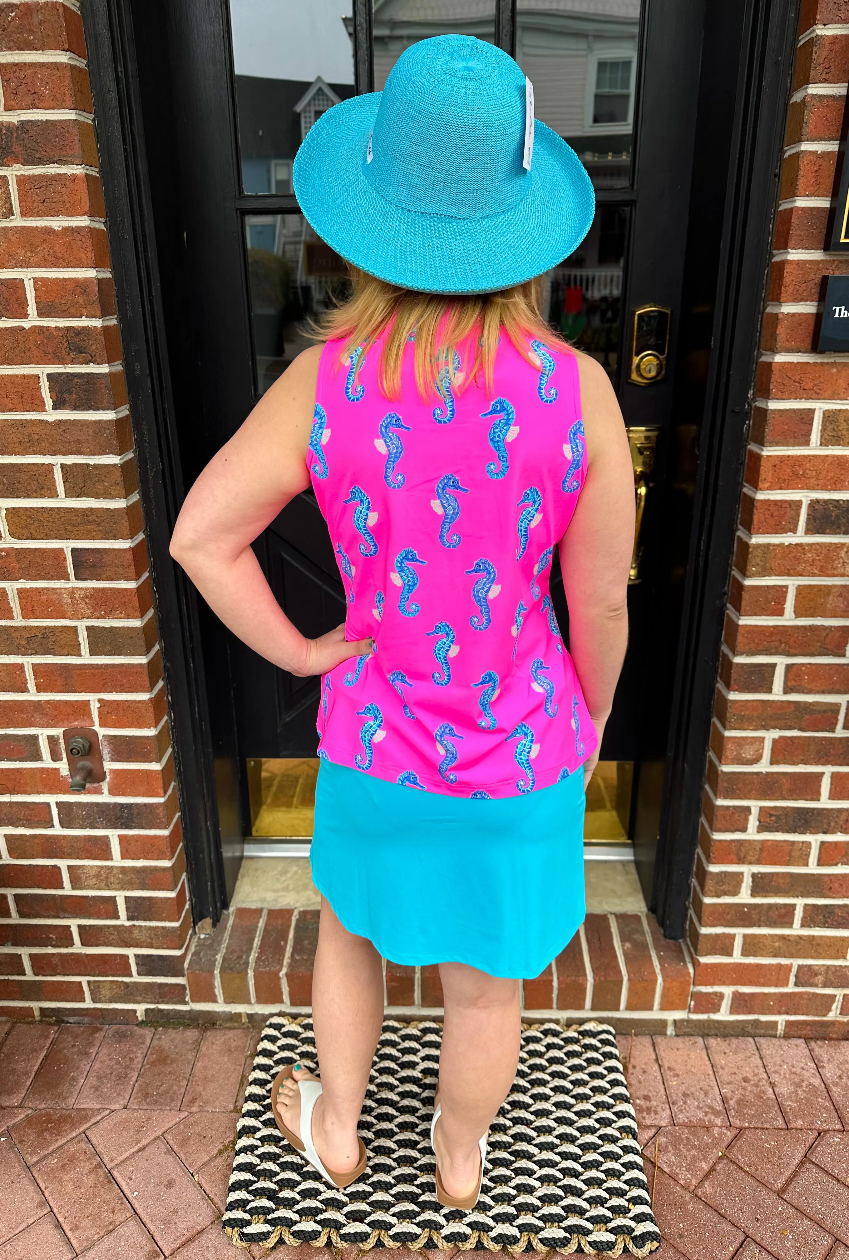 Lulu B Pink Seahorse Sleeveless Zip Top