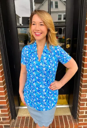 Lulu B Spring Daisy Short Sleeve Collar Top