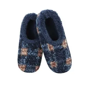 Men's Classic Snoozies Sherpa Lined Boucle Plaid Slippers - Navy Blue