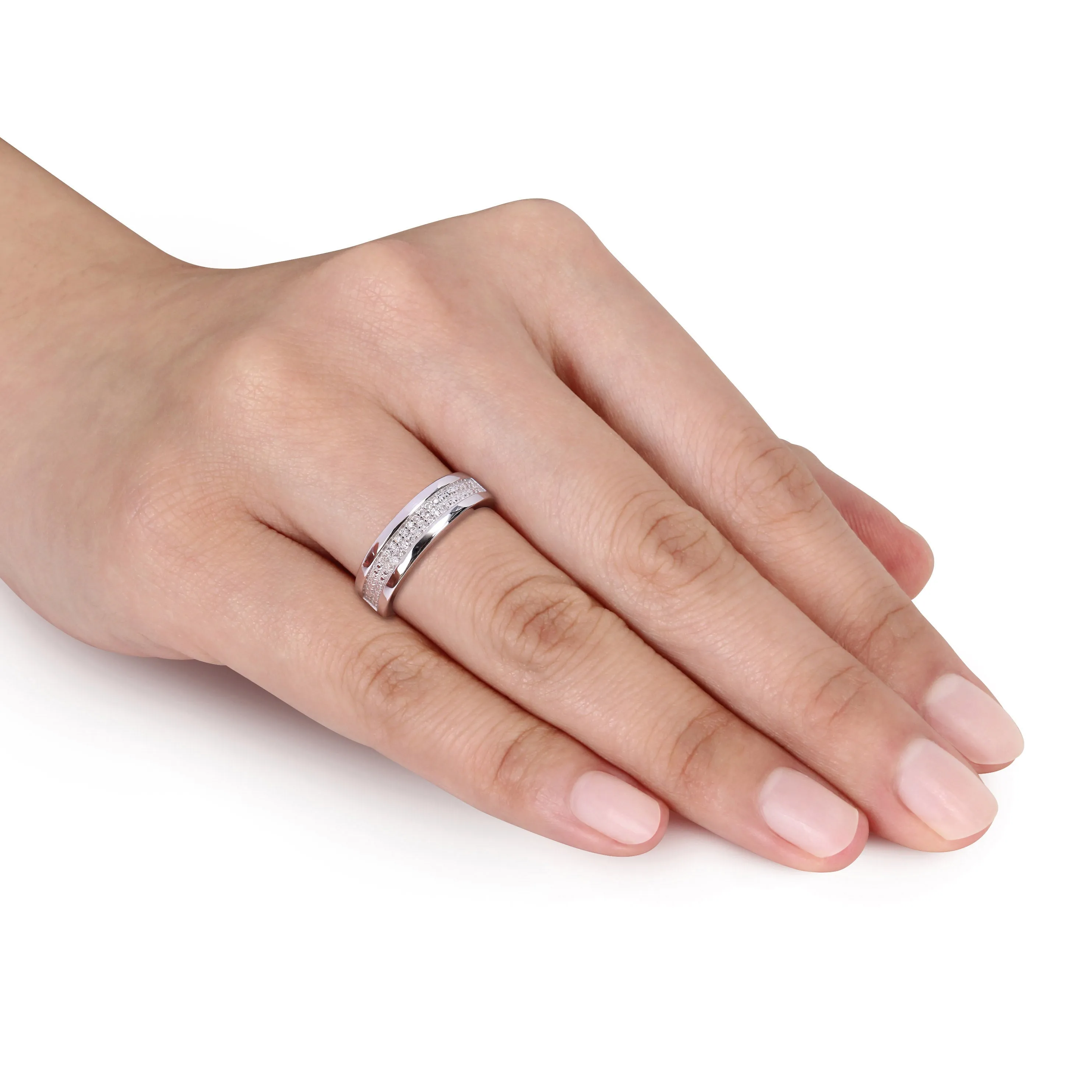 Mimi & Max 1/10ct TW Diamond Men's Ring in Sterling Silver