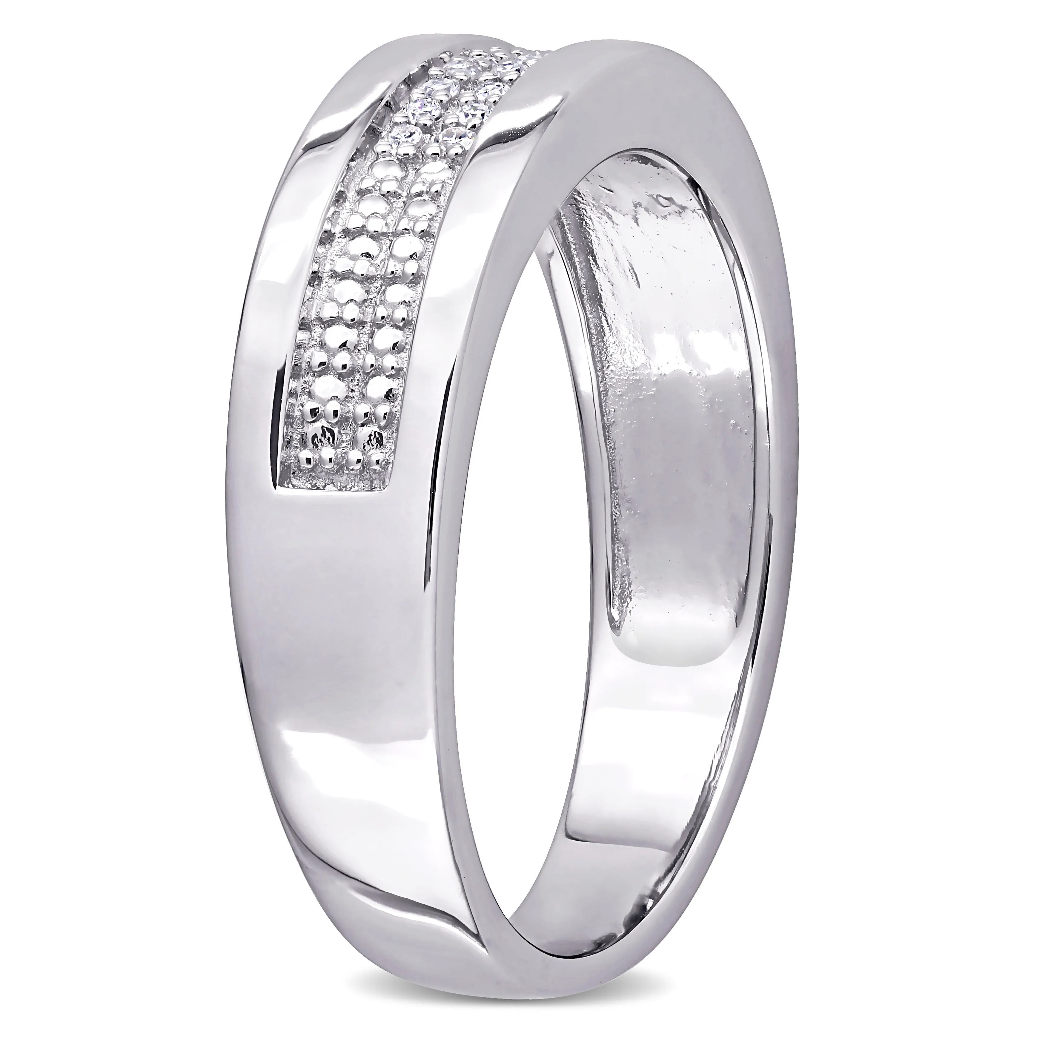 Mimi & Max 1/10ct TW Diamond Men's Ring in Sterling Silver