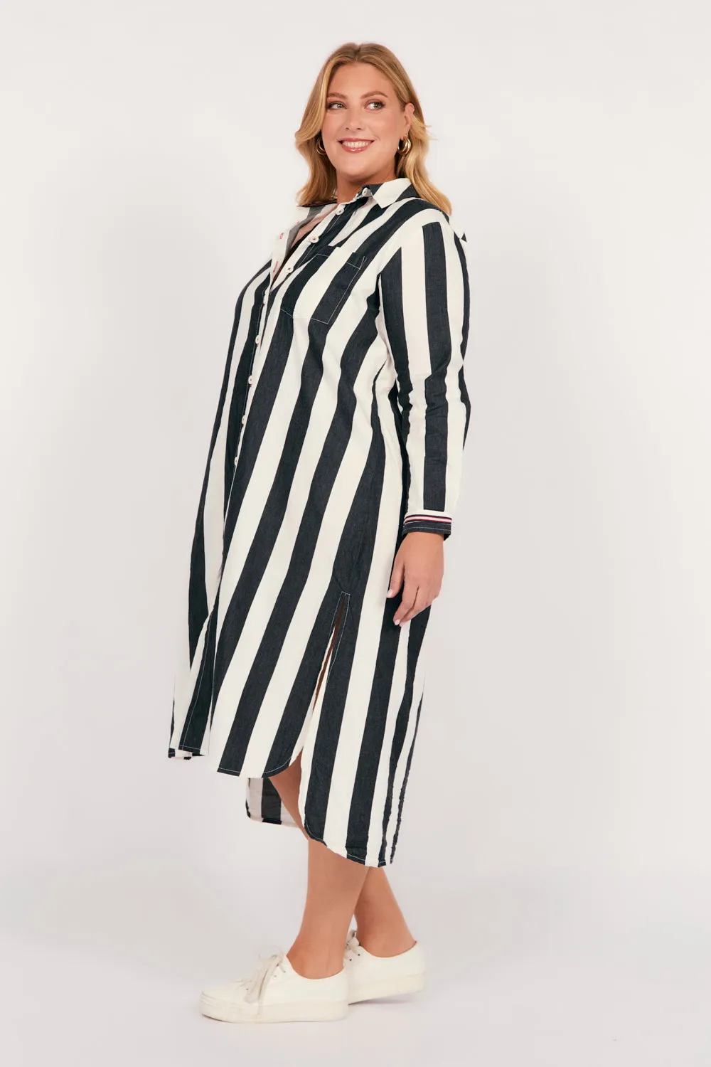 Natalia Shirt Dress in Harbour Lines Adrift