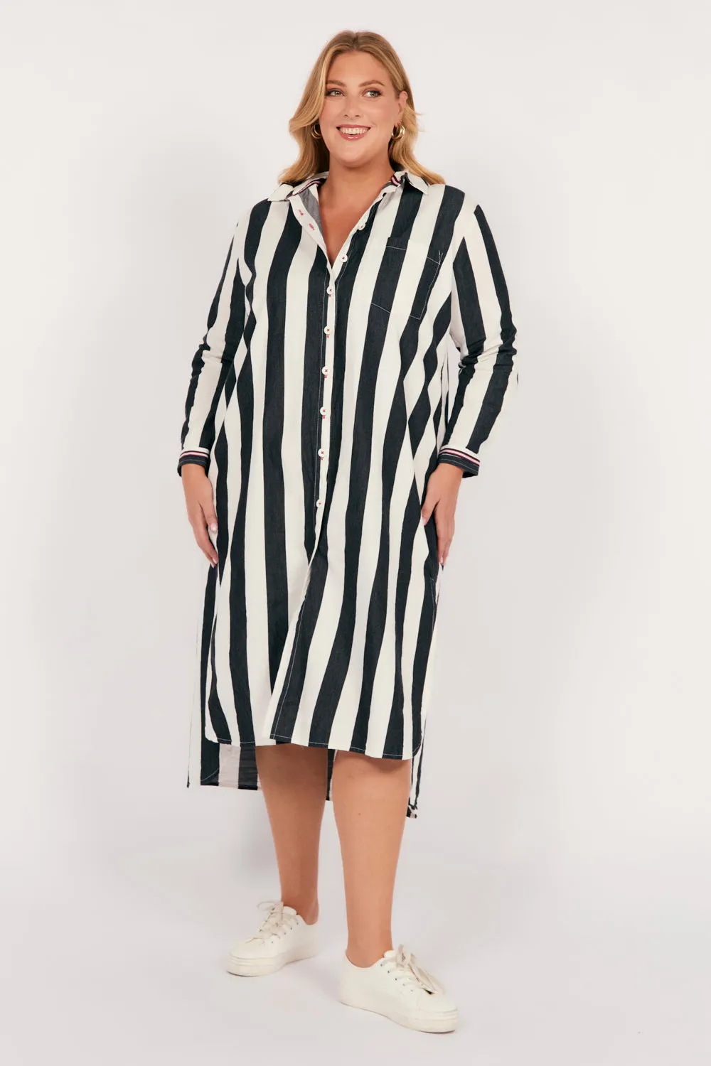 Natalia Shirt Dress in Harbour Lines Adrift
