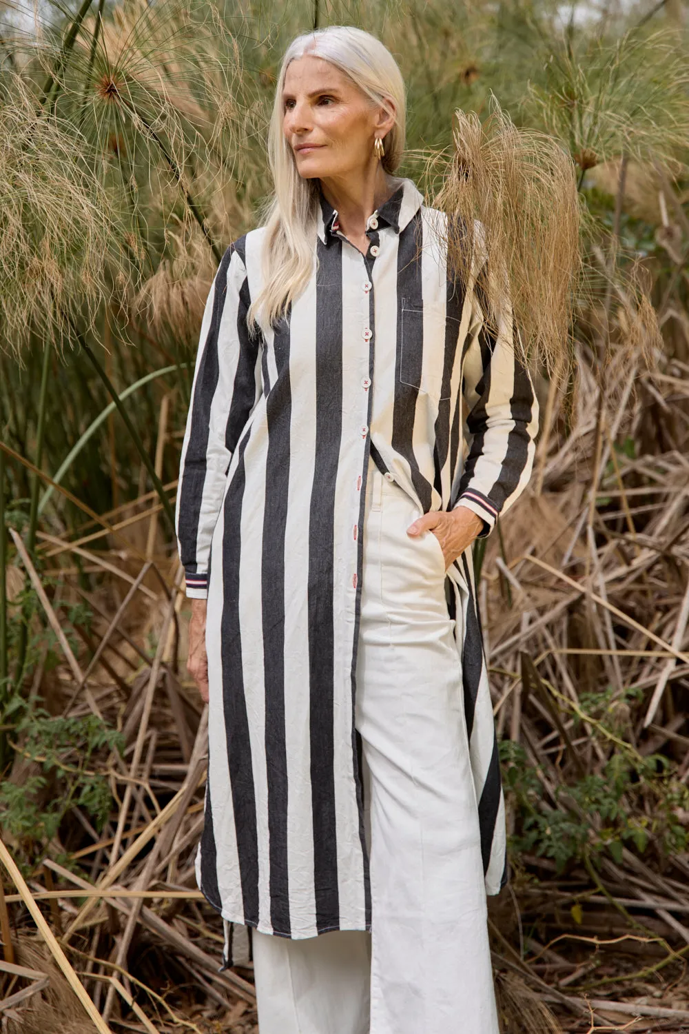 Natalia Shirt Dress in Harbour Lines Adrift