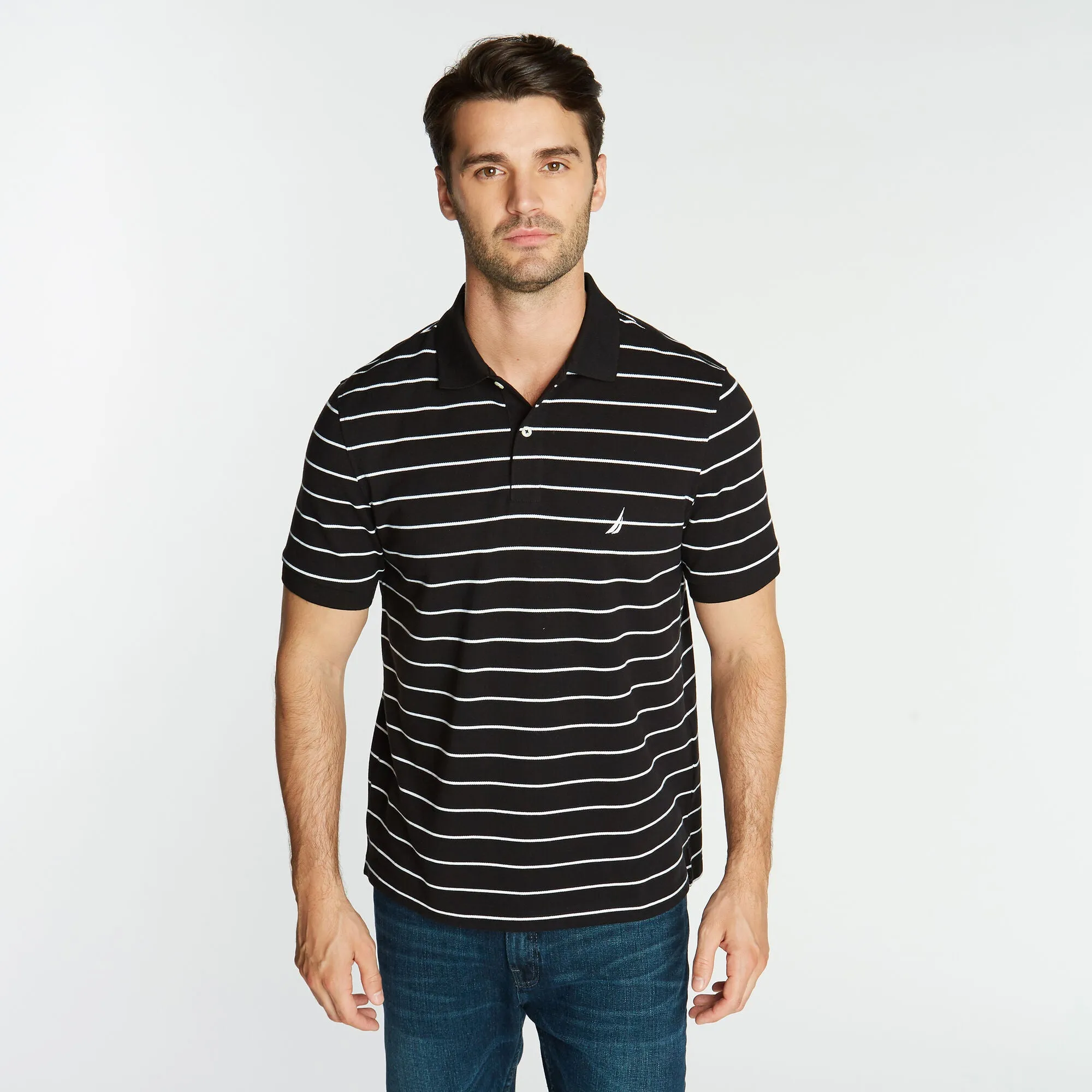 Nautica Mens Classic Fit Striped Deck Polo