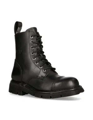 New Rock Ankle Boot Metallic M-NEWMILI083-S1 Real Leather Black