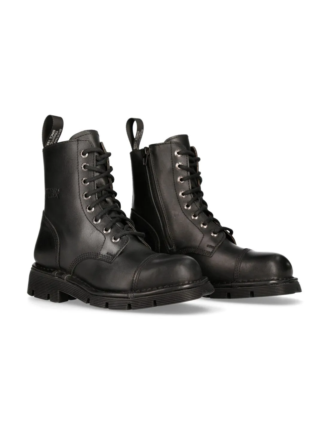New Rock Ankle Boot Metallic M-NEWMILI083-S1 Real Leather Black