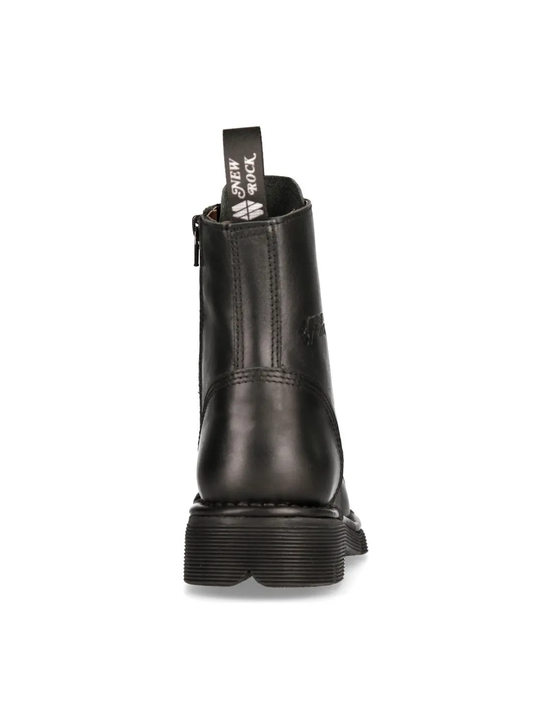 New Rock Ankle Boot Metallic M-NEWMILI083-S1 Real Leather Black