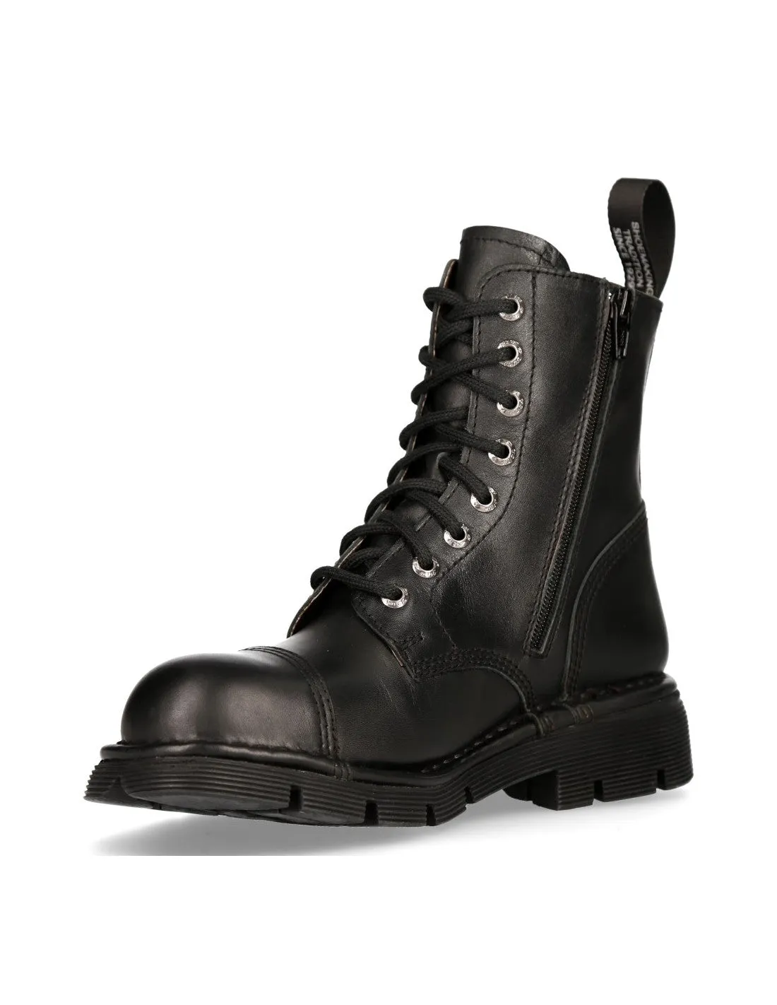 New Rock Ankle Boot Metallic M-NEWMILI083-S1 Real Leather Black