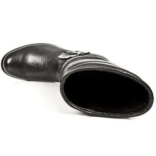 New Rock Boots Biker Boots Women's Boots Black Real Leather
