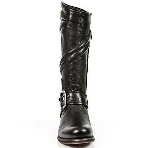 New Rock Boots Biker Boots Women's Boots Black Real Leather