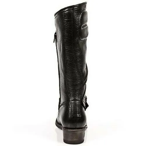 New Rock Boots Biker Boots Women's Boots Black Real Leather