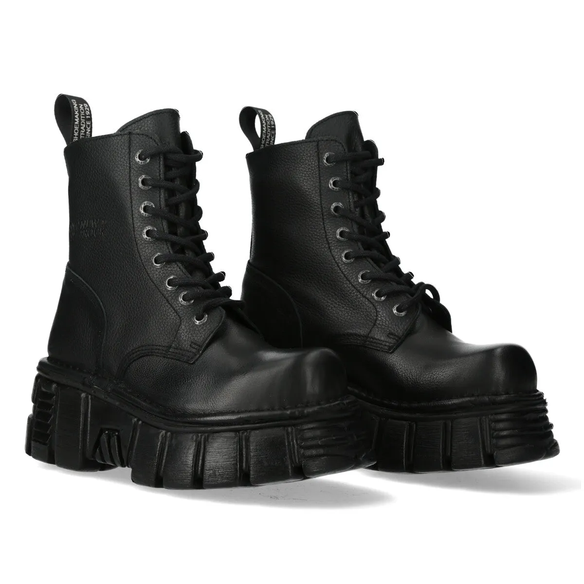 New Rock Boots Platform genuine leather 8 holes (soft, full-grain leather)