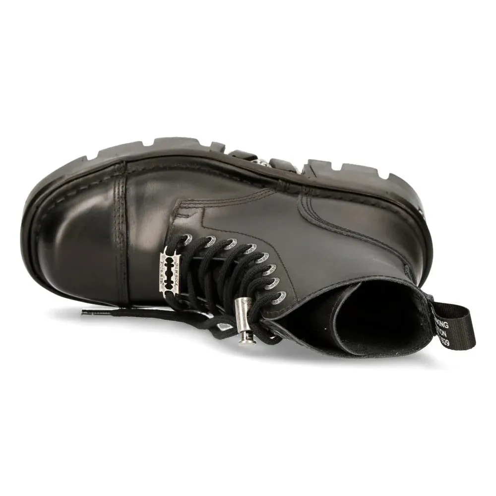 New Rock Boots Shoes M-NEWMILI083-S23 Leather Black Black Unisex