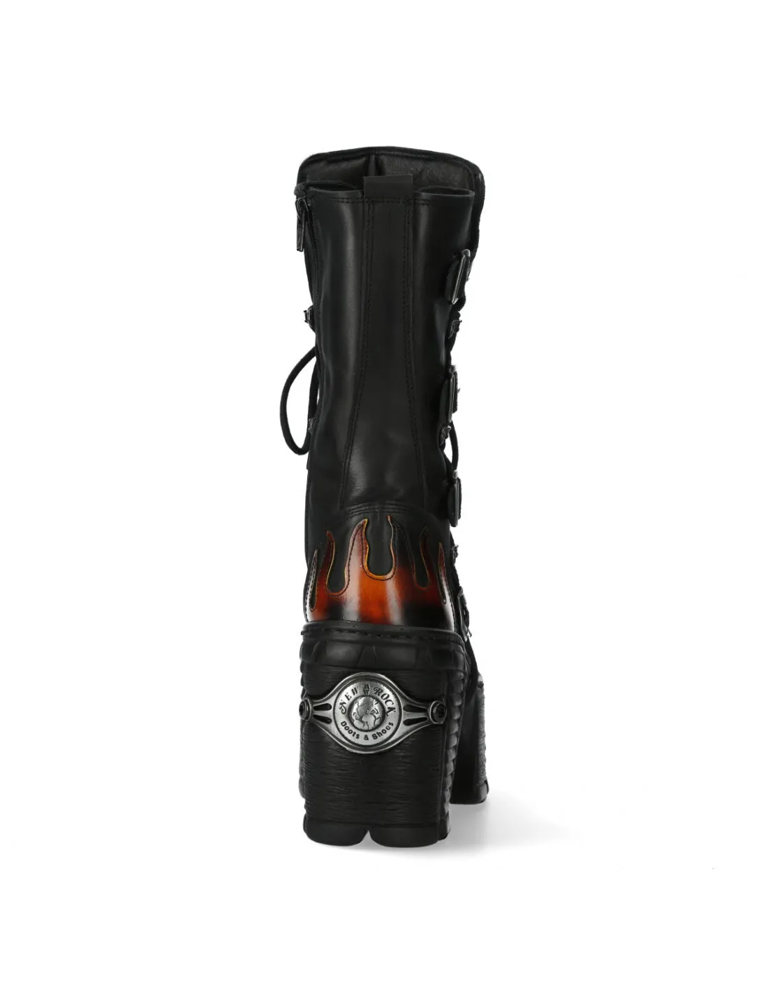 New Rock M-TR003-S1 Platform Genuine Leather Boots Black