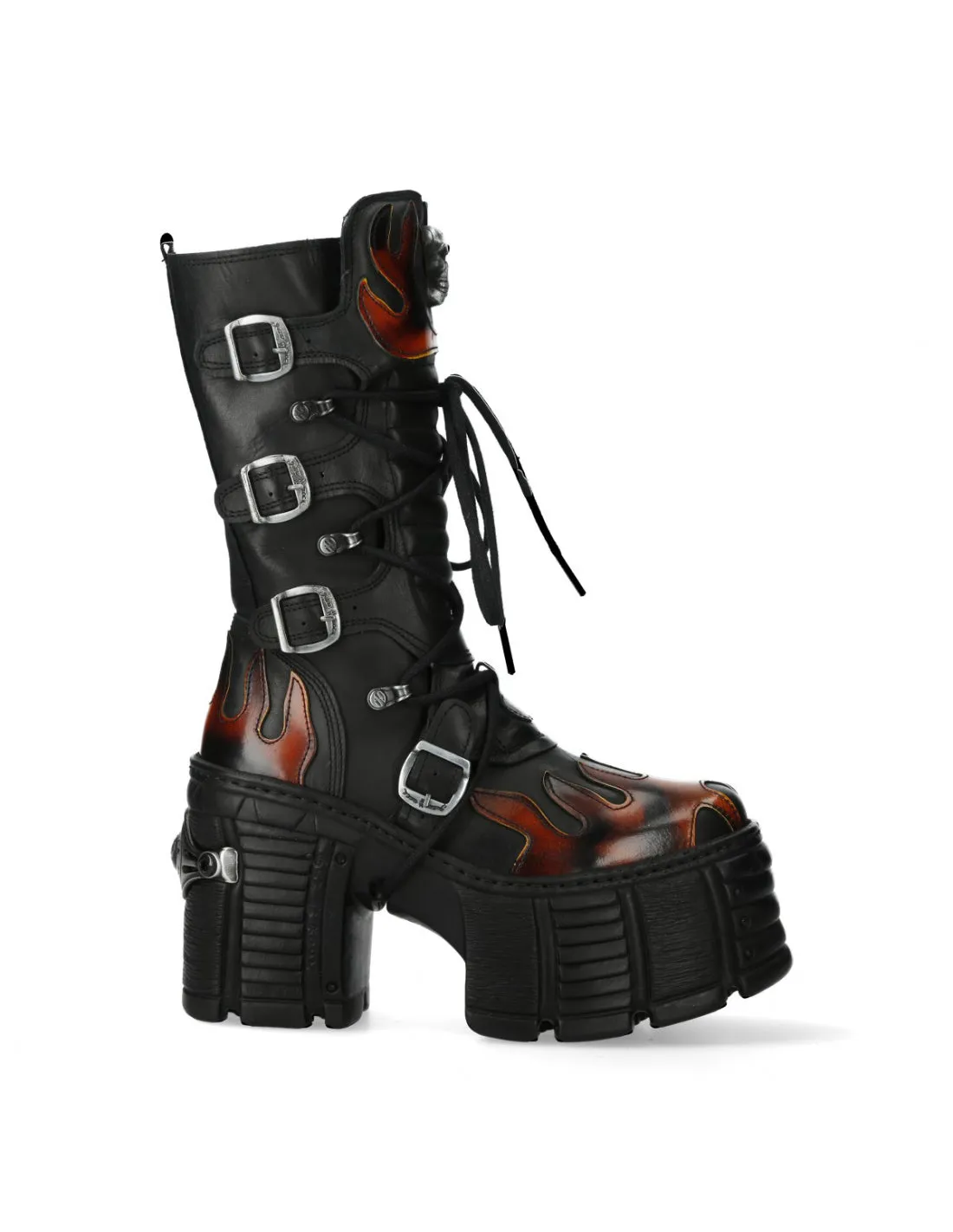 New Rock M-TR003-S1 Platform Genuine Leather Boots Black