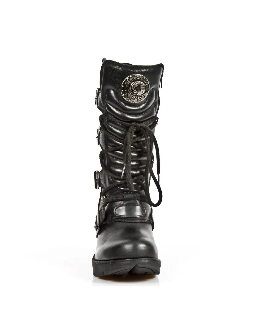 New Rock M-TR003-S1 Platform Genuine Leather Boots Black