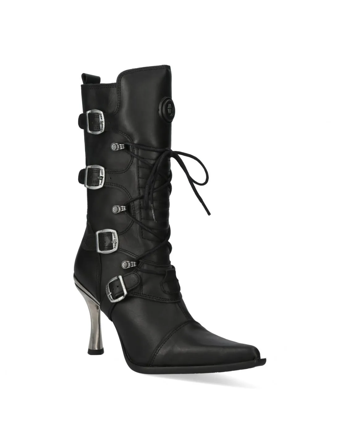 New Rock M-TR003-S1 Platform Genuine Leather Boots Black