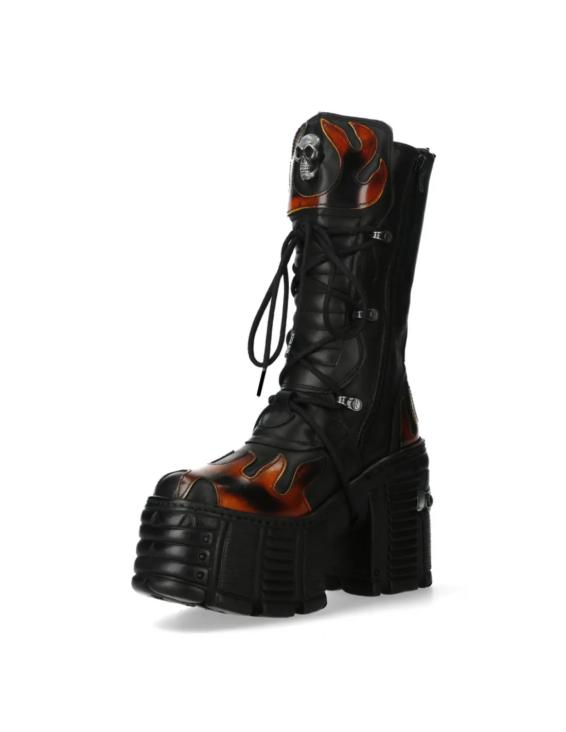 New Rock M-TR003-S1 Platform Genuine Leather Boots Black