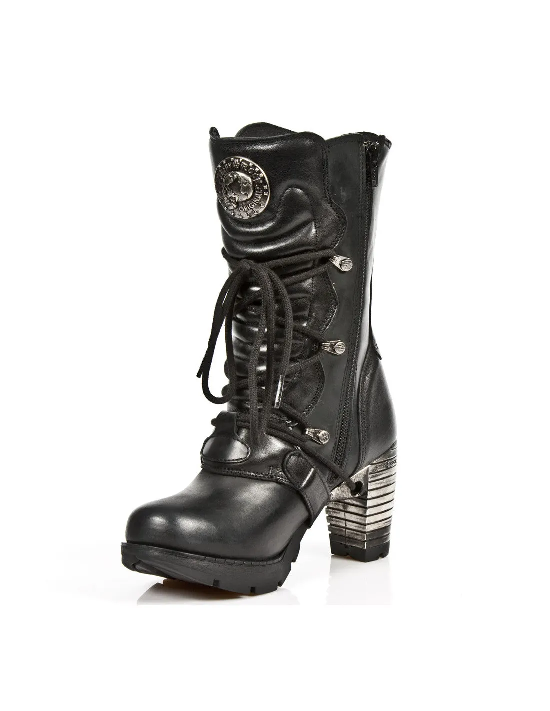 New Rock M-TR003-S1 Platform Genuine Leather Boots Black