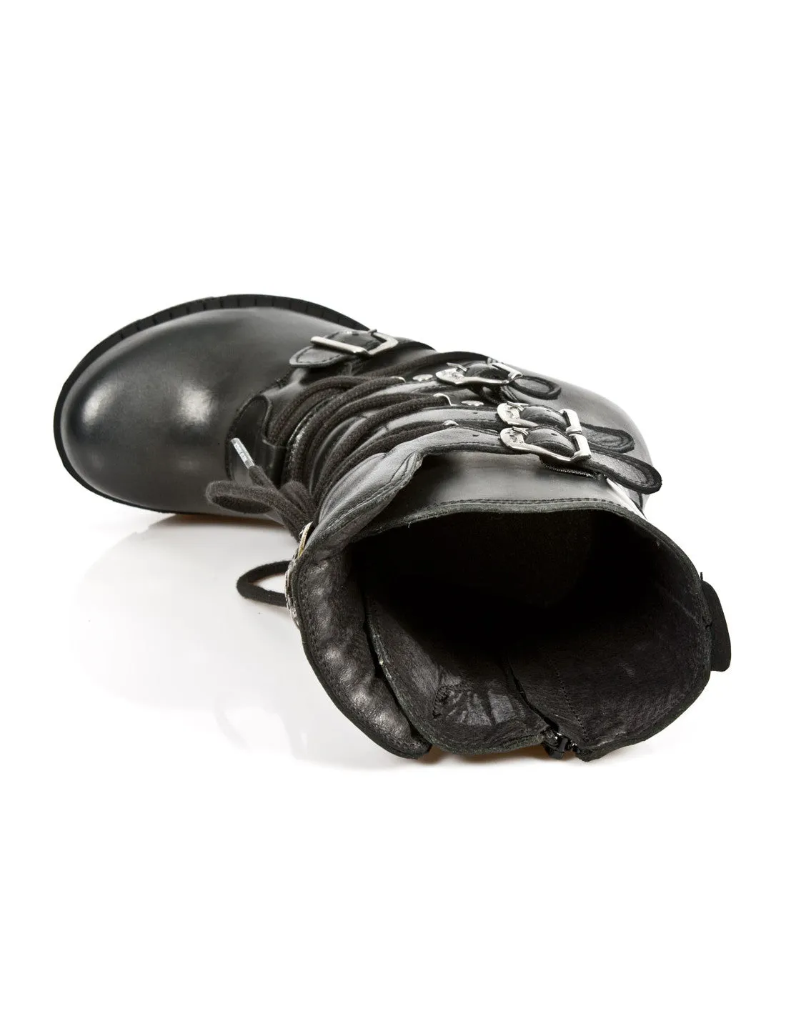 New Rock M-TR003-S1 Platform Genuine Leather Boots Black