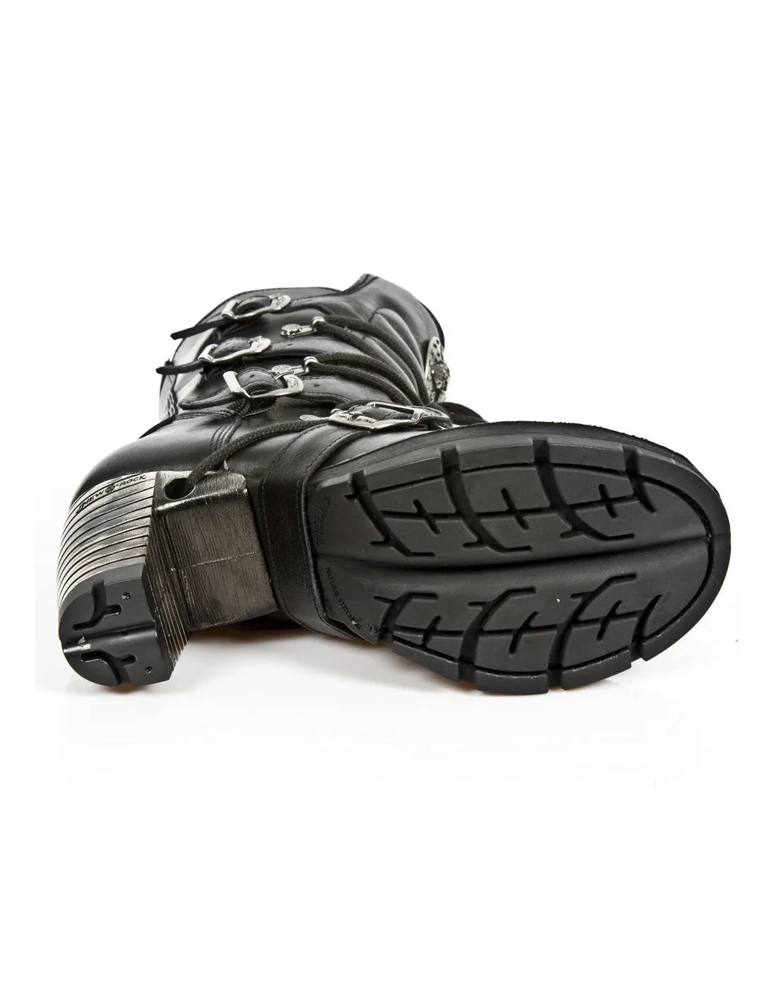 New Rock M-TR003-S1 Platform Genuine Leather Boots Black